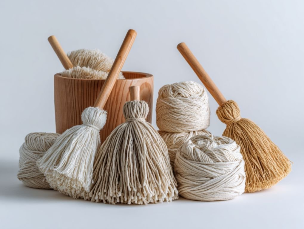Traditional hilaza string mops in bulk packaging